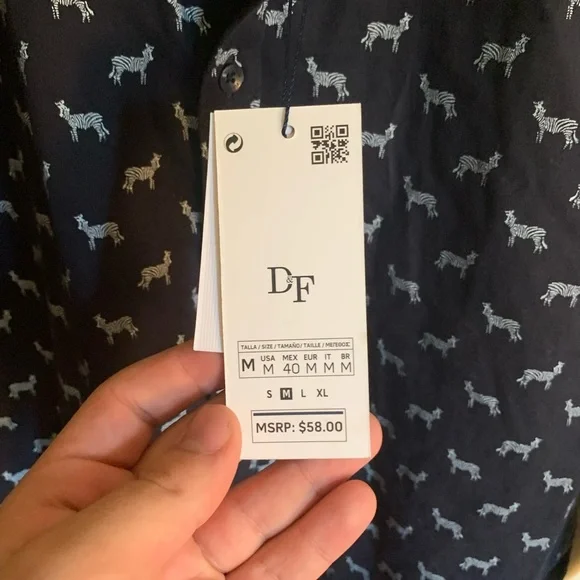 Mens Denim and Flower Zebra Dress Shirt - Picture 6 of 7